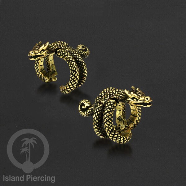 Brass Earlobe Cuff, Tindik Kuningan untuk lubang telinga yang besar 8mm dan lebih besar
