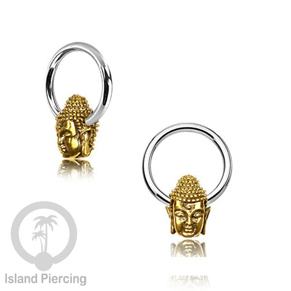Tindik Stainless Piercing BCR dengan Liontin Kuningan Buddha, Ganesh, Kunci dan Jamur
