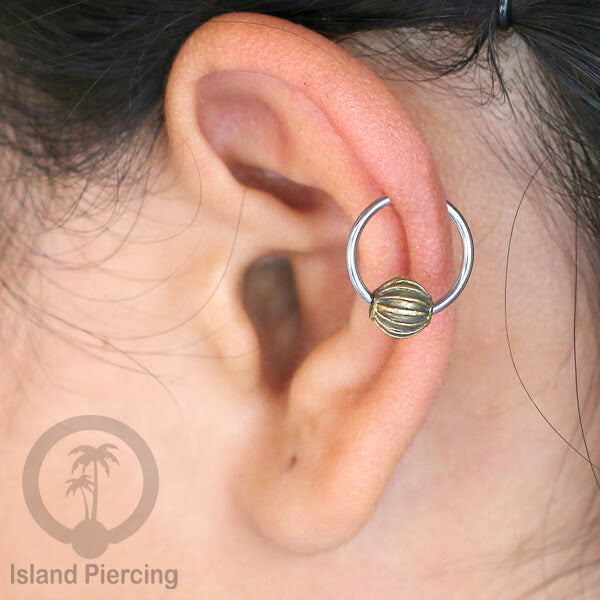 Tindik Stainless Piercing BCR dengan bola Kuningan banyak pilihan yang unik