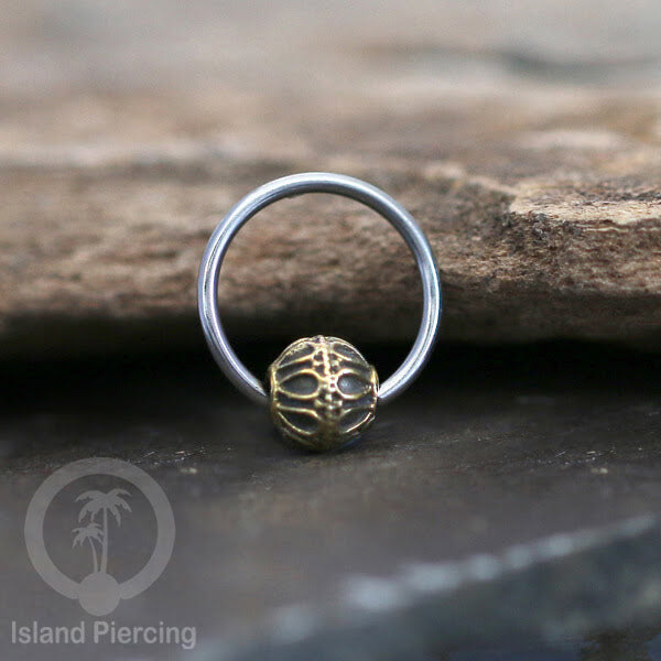 Tindik Stainless Piercing BCR dengan bola Kuningan banyak pilihan yang unik