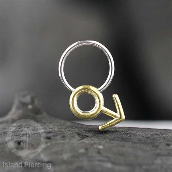 Tindik Stainless Piercing BCR dengan Liontin Kuningan