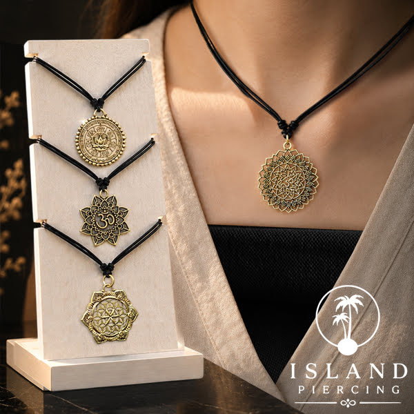 Kalung Liontin Kuningan motif Mandala Brass Pendant Necklace Mandala and Ohm designs