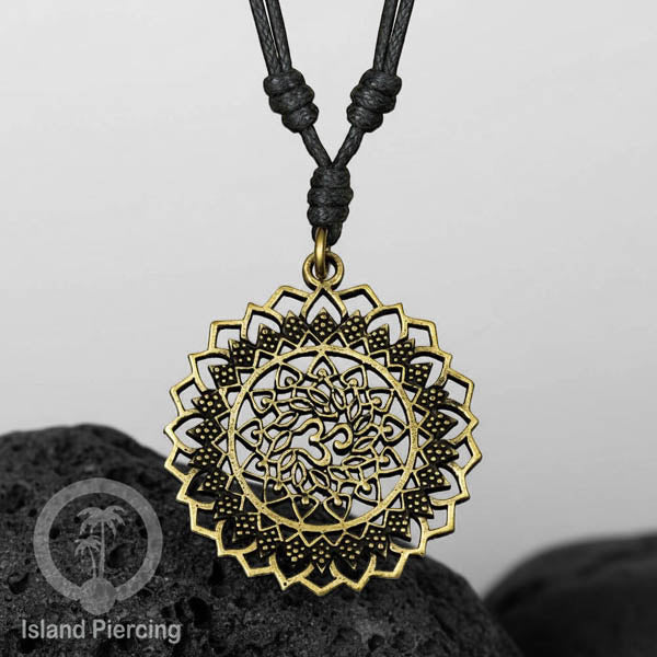 Kalung Liontin Kuningan motif Mandala Brass Pendant Necklace Mandala and Ohm designs