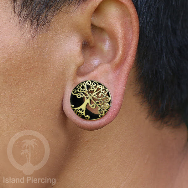 Brass Ear-plug Tindik plug kuningan telinga lubang besar ukuran 4-16mm model istemewa