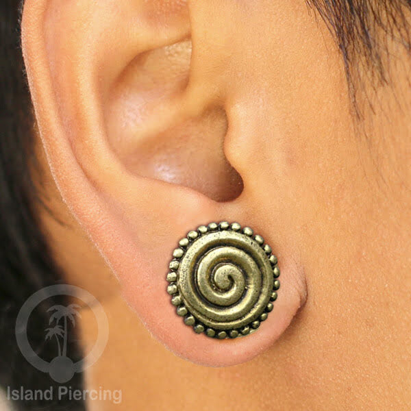 Brass Ear-plug Tindik plug kuningan telinga lubang besar ukuran 4-16mm byk pilihan desain