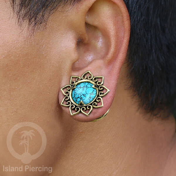 Brass Ear-plug Tindik plug kuningan telinga lubang besar ukuran 4-16mm byk pilihan desain