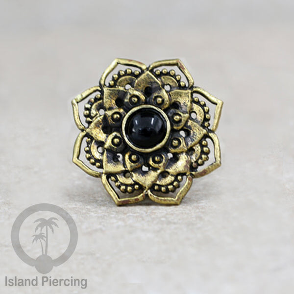 Brass Ear-plug Tindik plug kuningan telinga lubang besar ukuran 8-16mm model Mandala