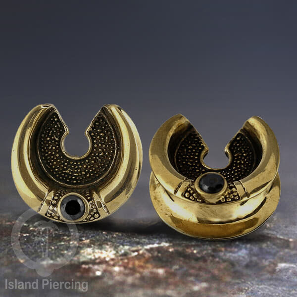 Brass Ear-saddle Tindik plug kuningan cocok telinga lubang besar ukuran 12-40mm