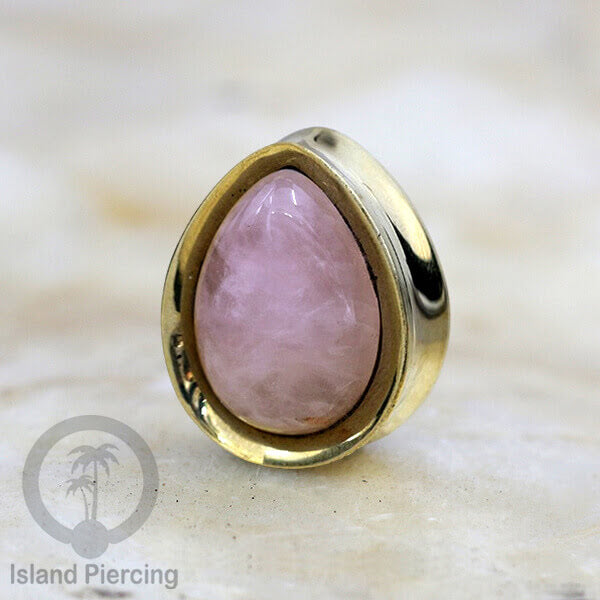 Brass Ear Plug model Tetes Tindik Plug kuningan dengan Batu dan Kerang asli ukuran 12-25mm