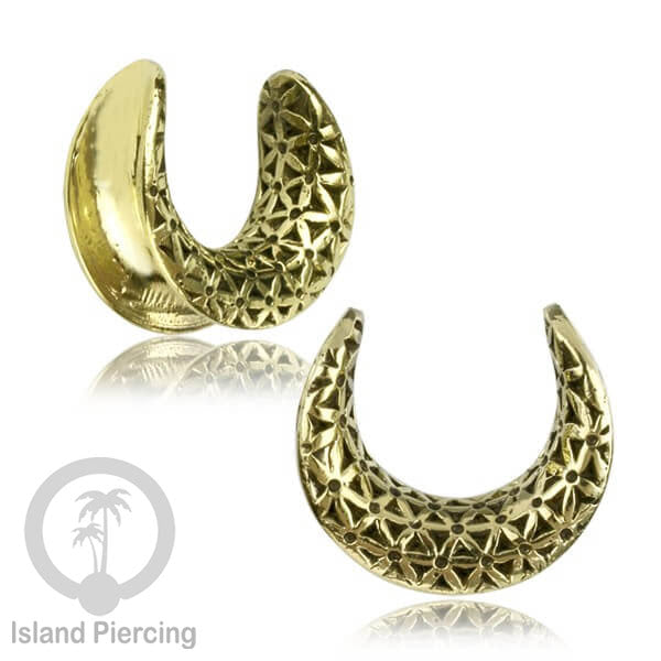 Decorated Brass Ear-Saddles Tindik Plug kuningan dekorasi yang unik ukuran 8-25mm