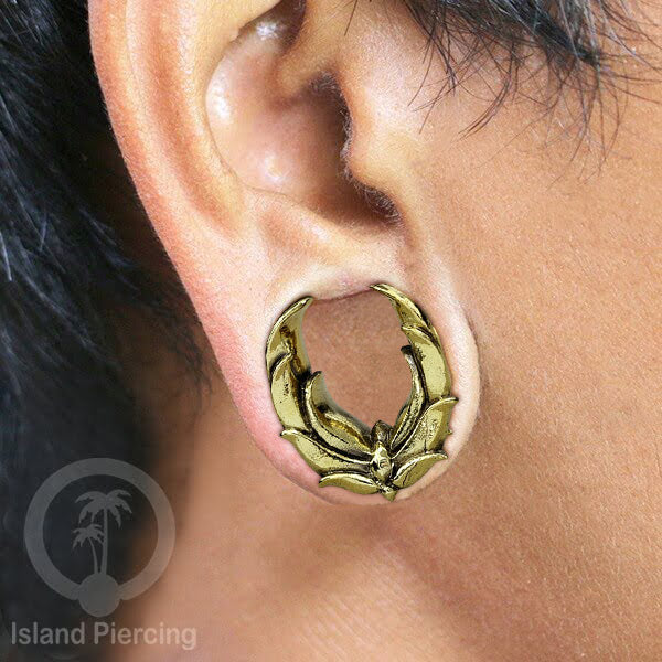 Decorated Brass Ear-Saddles Tindik Plug kuningan dekorasi yang unik ukuran 8-25mm