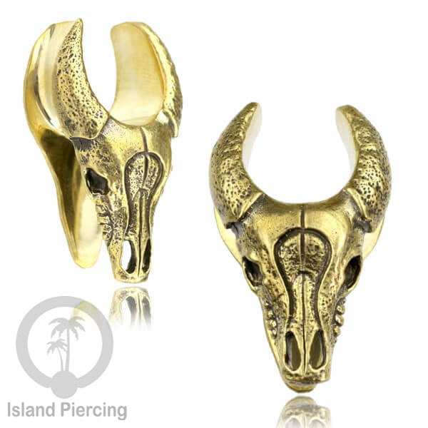 Anting brass Ear-tunnel Tindik Plug kuningan banyak pilihan desain ukuran 8-25mm