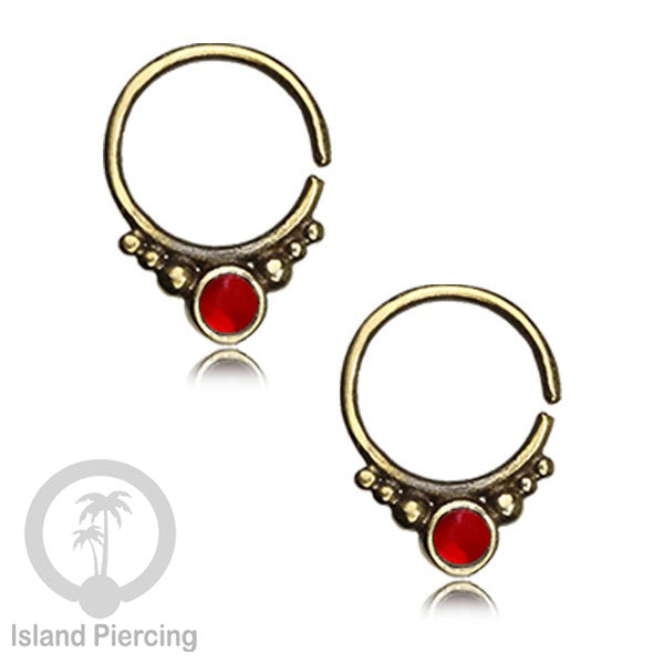 Septum piercing dan Tindik anting kuningan dengan batu, Tragus, Daith dan Helix Piercing