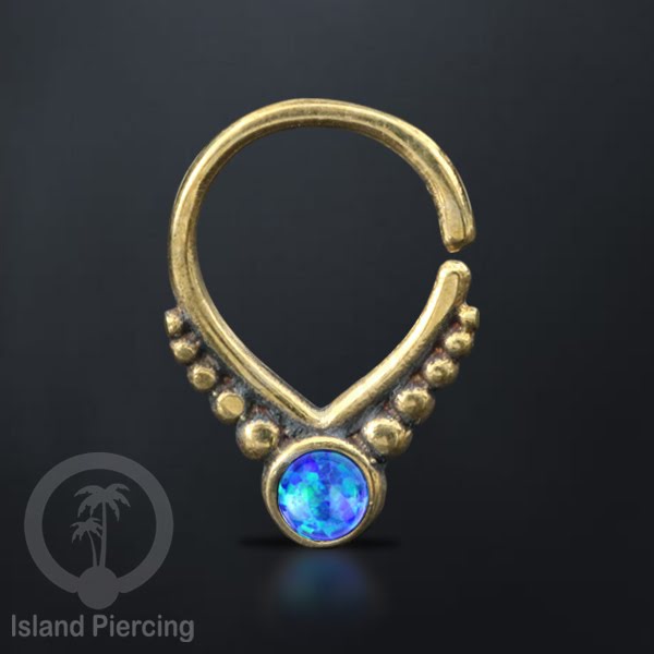 Septum piercing dan Tindik anting kuningan dengan batu, Tragus, Daith dan Helix Piercing