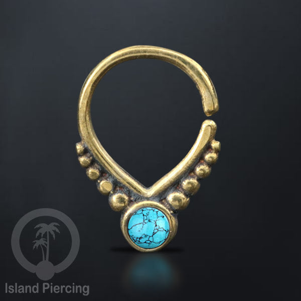 Septum piercing dan Tindik anting kuningan dengan batu, Tragus, Daith dan Helix Piercing
