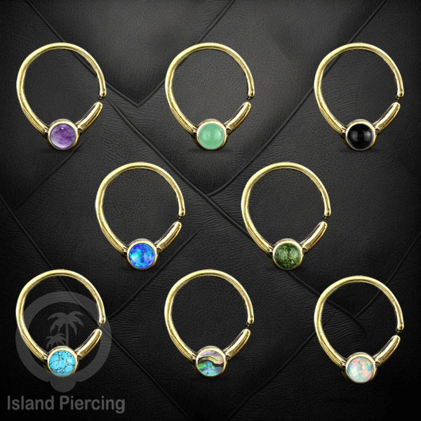 Septum piercing dan Tindik anting kuningan dengan batu, Daith, Tragus dan Helix Piercing