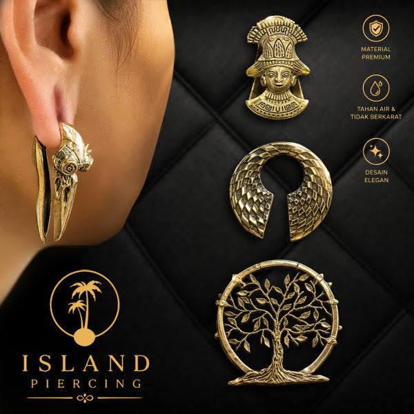 Perhiasan Tindik Kuningan unik Brass Body Piercing Ear-weight