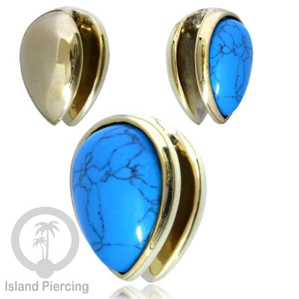 Brass Body Piercing Ear-weight Perhiasan Tindik Kuningan dengan batu asli