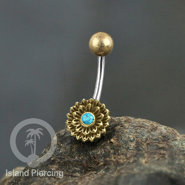 Anting Pusar/Navel Bar Piercing Jewelry Batu Kecil