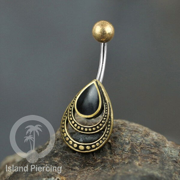 Anting Pusar/Navel Bar Piercing Jewelry dengan kerang laut