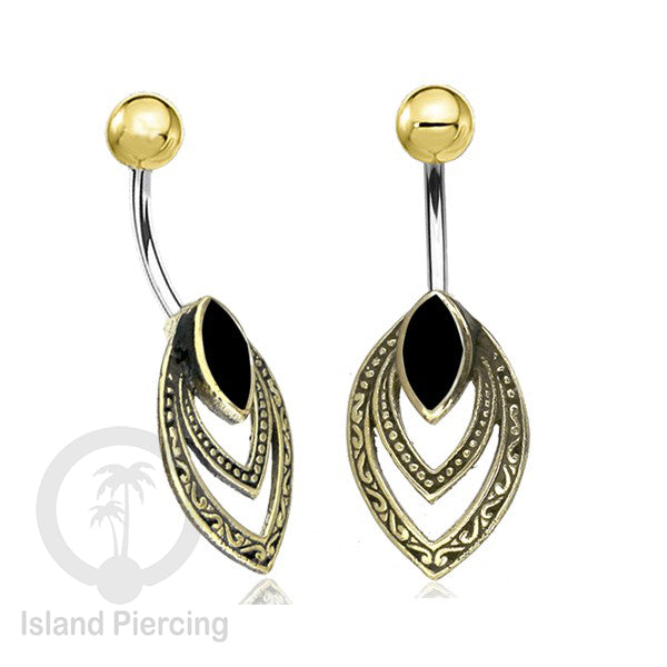 Anting Pusar/Navel Bar Piercing Jewelry Kerang Laut Asli