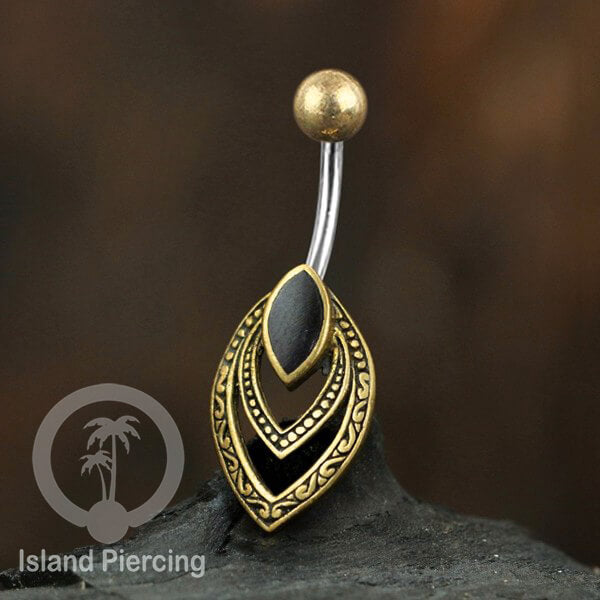 Anting Pusar/Navel Bar Piercing Jewelry Kerang Laut Asli