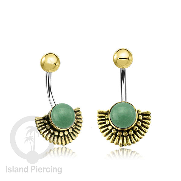 Anting Pusar/Navel Bar Piercing Jewelry Batu semi Murni