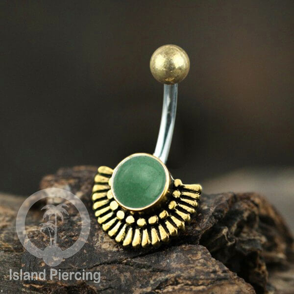 Anting Pusar/Navel Bar Piercing Jewelry Batu semi Murni