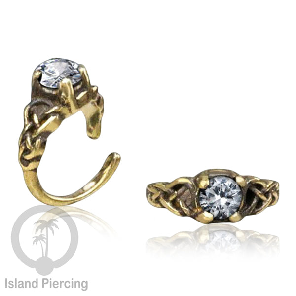 Piercing Brass Tindik Kuningan Telinga Tragus dan Helix Piercing Batu dan Kristal