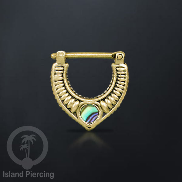 Piercing Brass Clickers Tindik Septum dan Anting Telinga Kuningan dengan Batu asli.