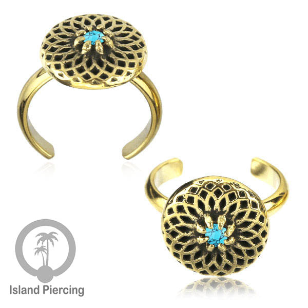 Cin-cin jari kaki Kuningan dengan Batu Turquoise Brass Toe Rings with Turquoise