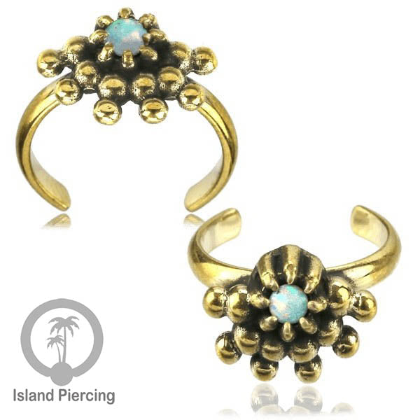 Cin-cin jari kaki Kuningan dengan Opal putih Brass Toe Rings with White Opal