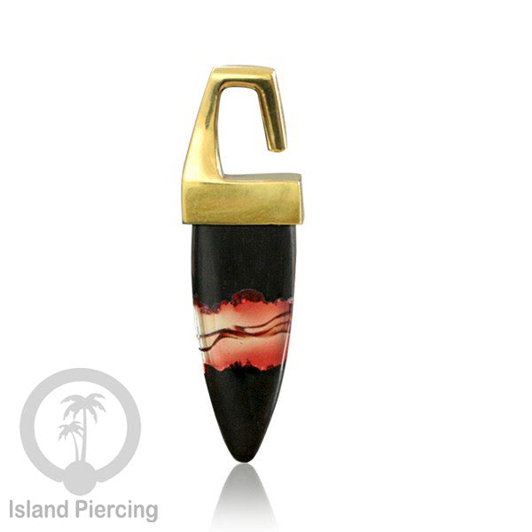 Tindik Anting Piercing Epoxy, Kayu dan Kuningan Ear-weight motif Cakar dan Kotak