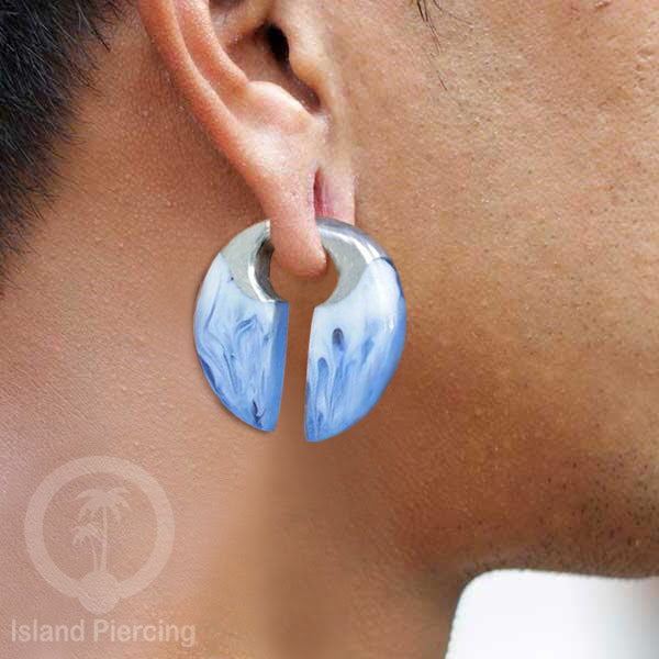 Tindik Anting Piercing Epoxy dan Kuningan Ear-weight epoxy warna warni
