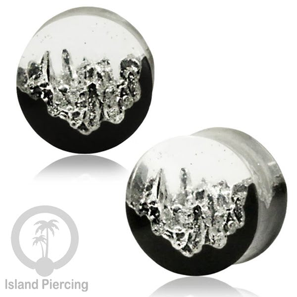 Tindik Ear-plug Piercing dari kayu ukiran tangan kombinasi resin warna warni