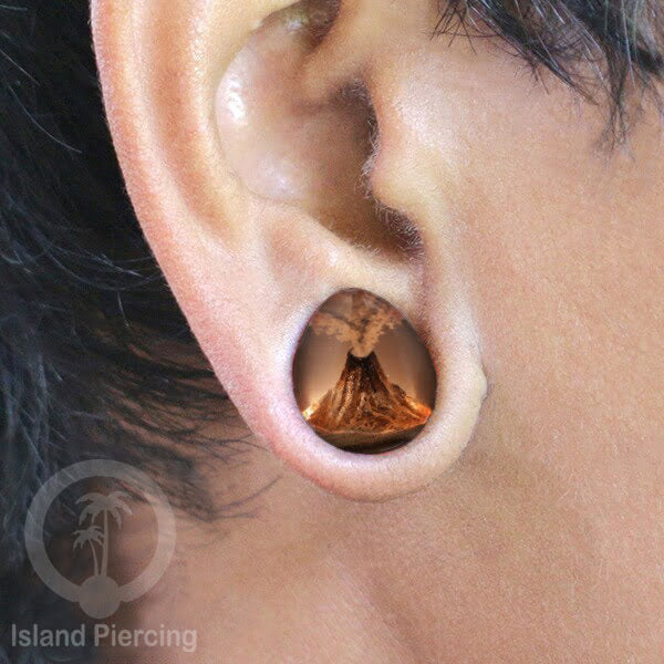 Tindik Ear-plug Piercing bentuk tetes dari kayu ukiran tangan banyak motif unik