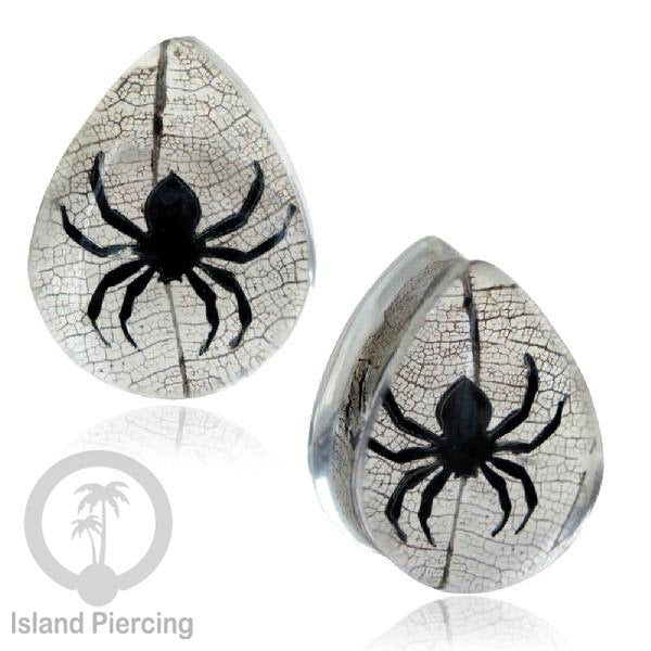 Tindik Ear-plug Piercing bentuk Peti dengan motif Hantu dan Kelelawar sama Plug Laba-2