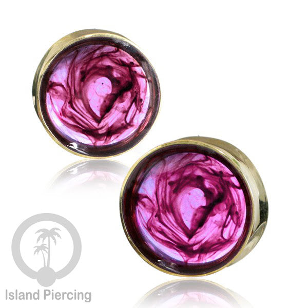 Tindik Ear-plug Resin dalam tunnel kuningan