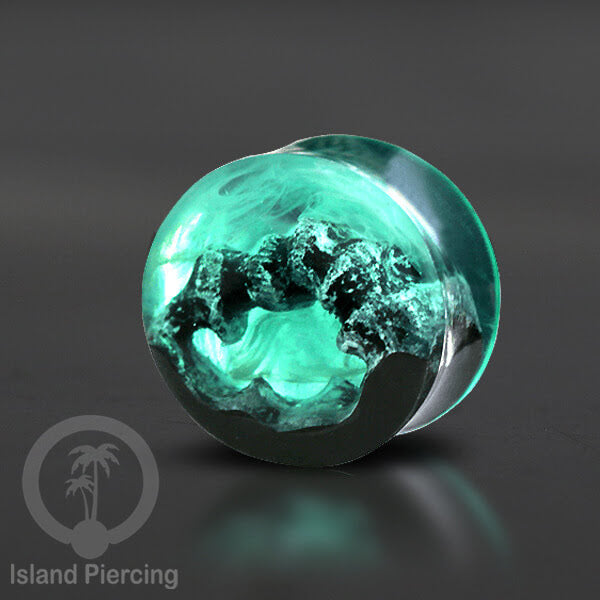 Tindik Ear-plug Resin dengan desain Jelly fish, Serigala, Goa dan Daun