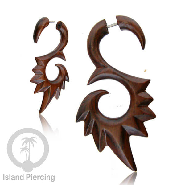 Fake Wood Piercing, Tindik palsu model Kayu ukiran tangan pakai sistem push.