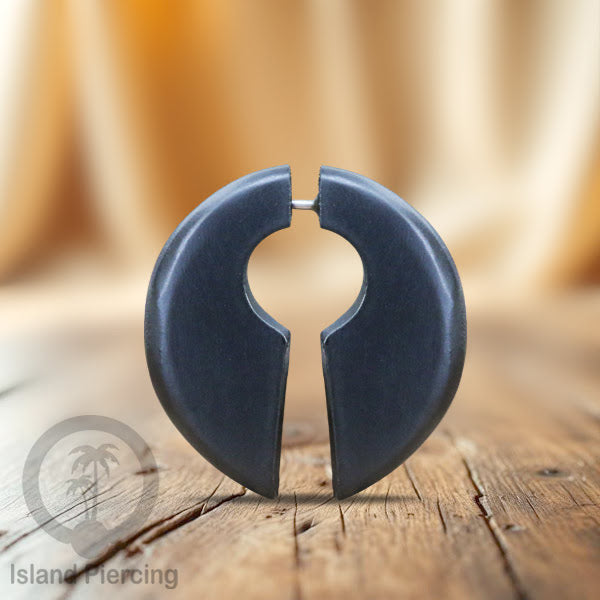 Fake wood piercing, Tindik palsu, Model Kayu Sono warna hitam Sistem Push, untuk semua lubang telinga