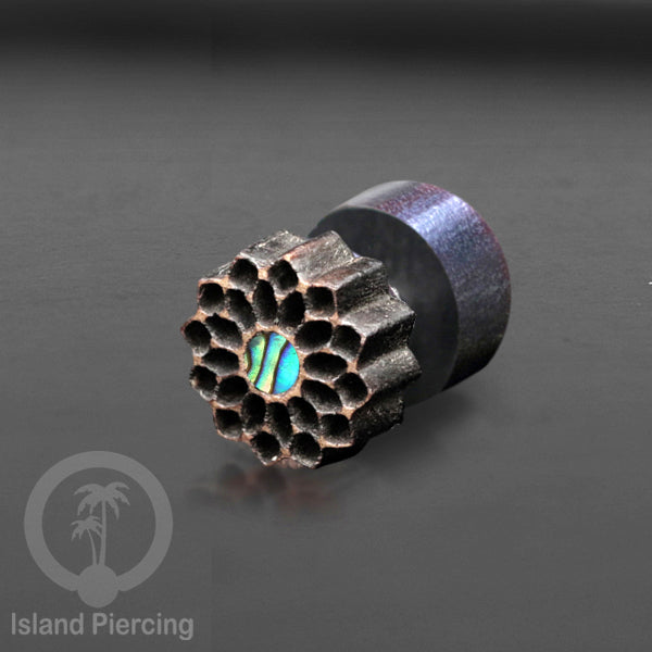 Fake Plug Piercing, Anting Tindik Plug pakai sistem mur ukiran Kayu dengan batu asli.