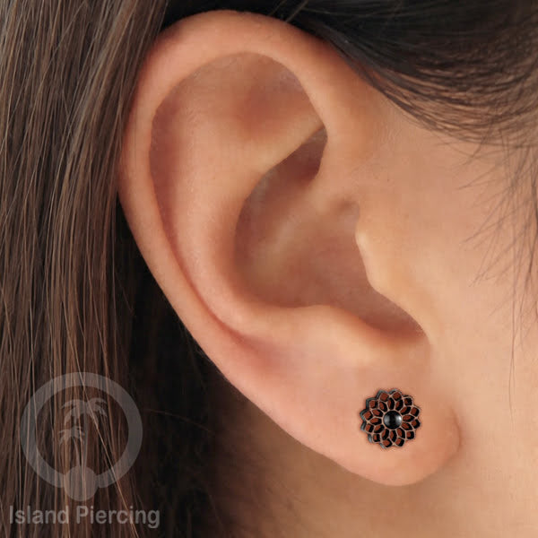 Fake Plug Piercing, Anting Tindik Plug pakai sistem mur ukiran Kayu dengan batu asli.