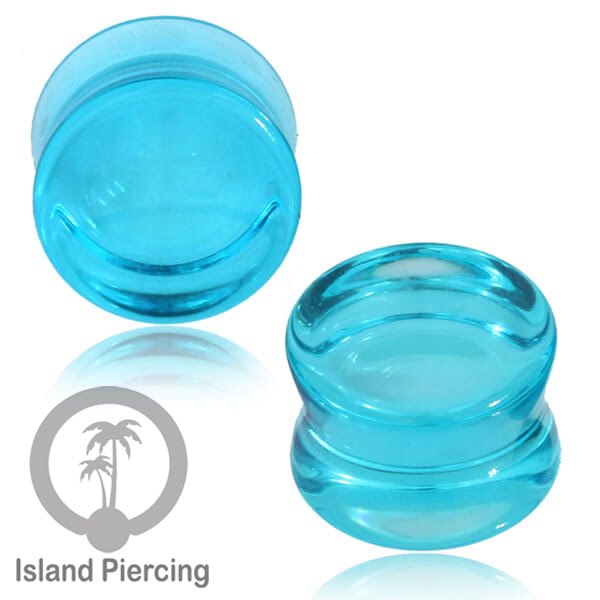 Anting Plug dari piercing buat dari kaca Pyrex. Tindik plug warna transparan pink dan aqua