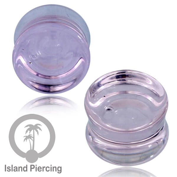 Anting Plug dari piercing buat dari kaca Pyrex. Tindik plug warna transparan pink dan aqua