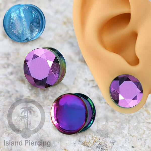 Glass Ear Plug model Piercing Kaca Pyrex. Tindik plug kaca dengan banyak variasi model
