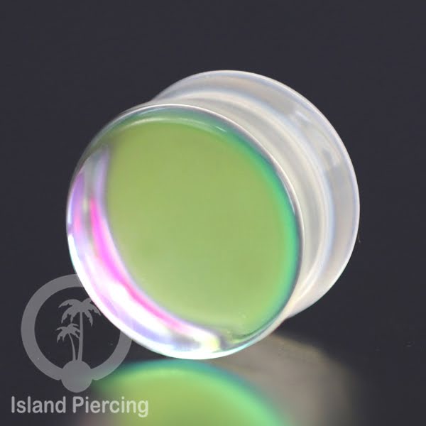Plug kaca tindik piercing yang transparant. Glass Earplug with mix color variations