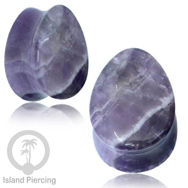 Stone Ear Plugs Tindik Plug Batu Asli, Bentuk Tetes pilihan batu Amethyst, Tiger Eye, Lapis, Moss Agate