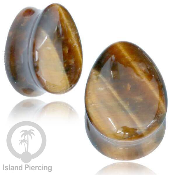 Stone Ear Plugs Tindik Plug Batu Asli, Bentuk Tetes pilihan batu Amethyst, Tiger Eye, Lapis, Moss Agate