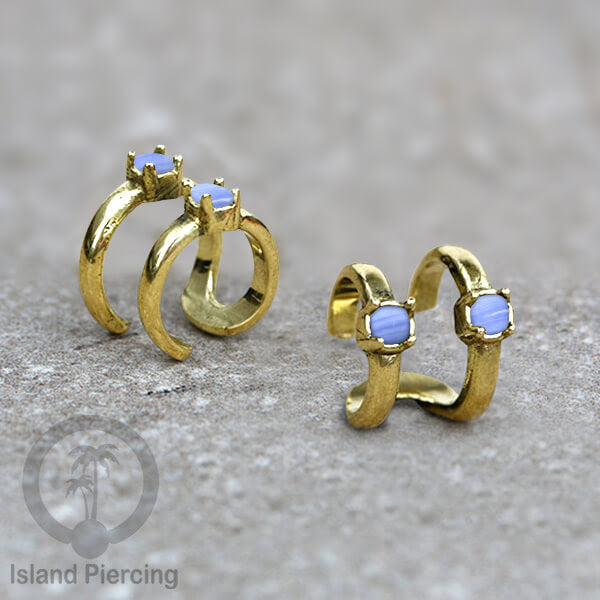 Brass Ear-cuffs , anting perhiasan kuningan jepitan telinga banyak variasi unik, dengan batu asli dapat dipakai tanpa lubang.